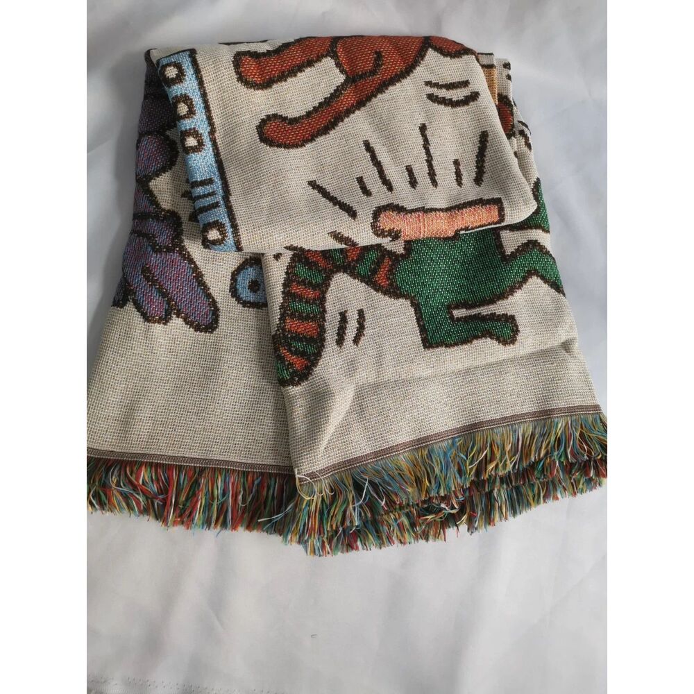 Keith Graffiti-patterned Sofa Throw Outdoor Picnic Mat Camping Blanket 130*180